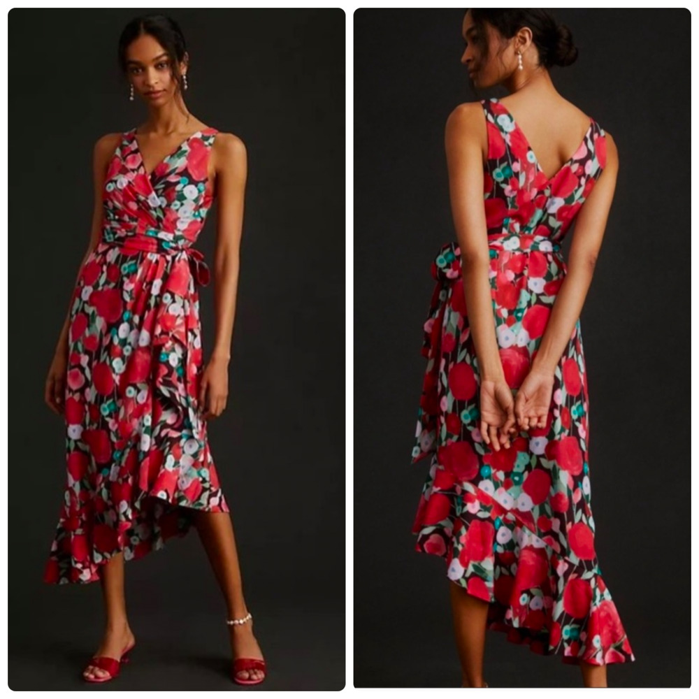 Hutch Red Floral Midi Dress